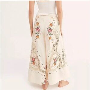 FREE PEOPLE Bali Nana's Crochet embroidered wide leg pants 4